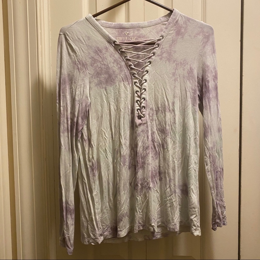 American Eagle Soft & Sexy Lace Up Long Sleeve